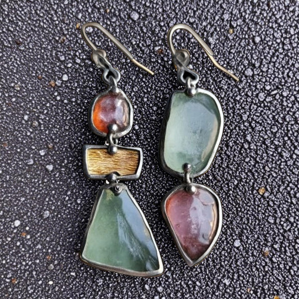 Bohemian Raw Stone Dangle Earrings