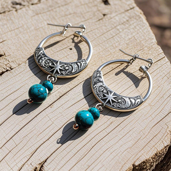 Boho Crescent Moon & Star Hoop Earrings