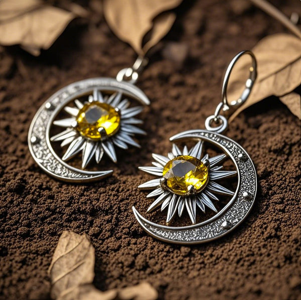 Celestial Moon & Sun Drop Earrings