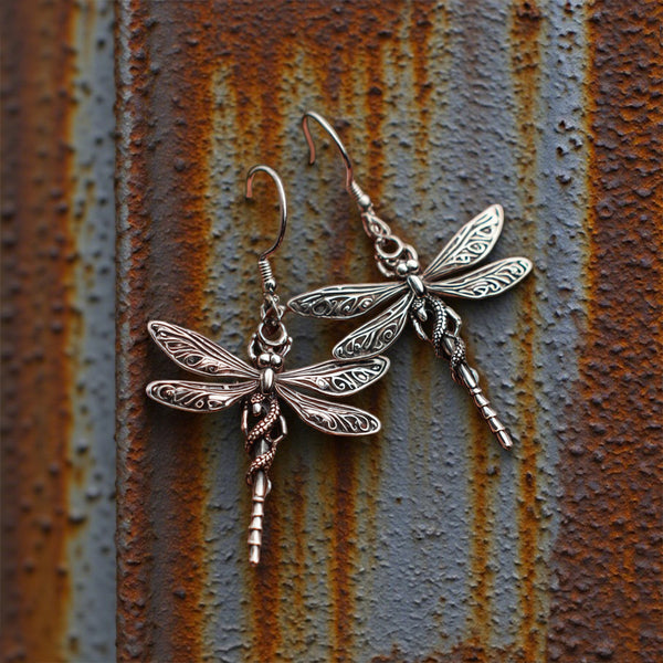 Vintage Dragonfly Drop Earrings