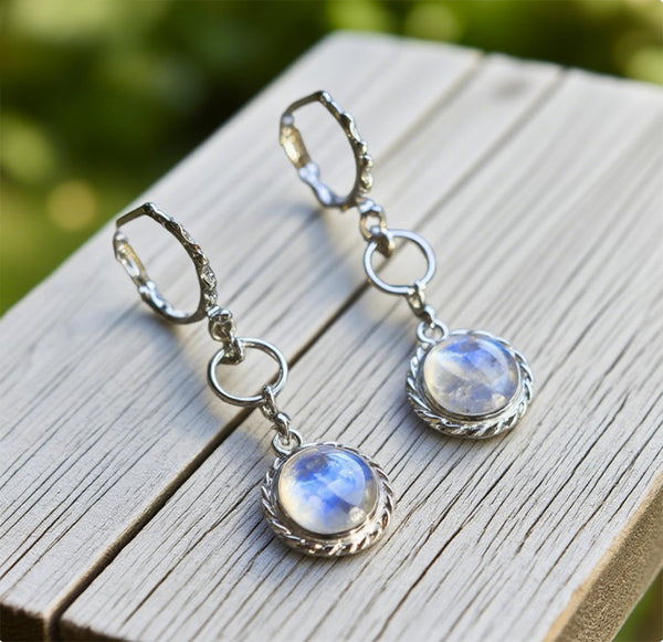 Sterling Silver Moonstone Drop Earrings