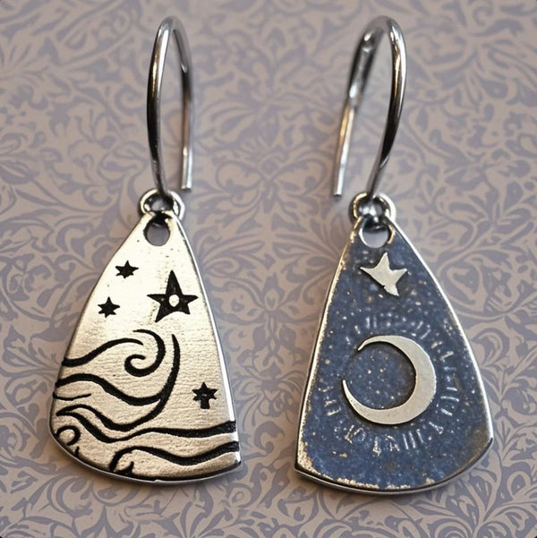 Celestial Moon & Stars Earrings – Handcrafted Silver Night Sky Dangles