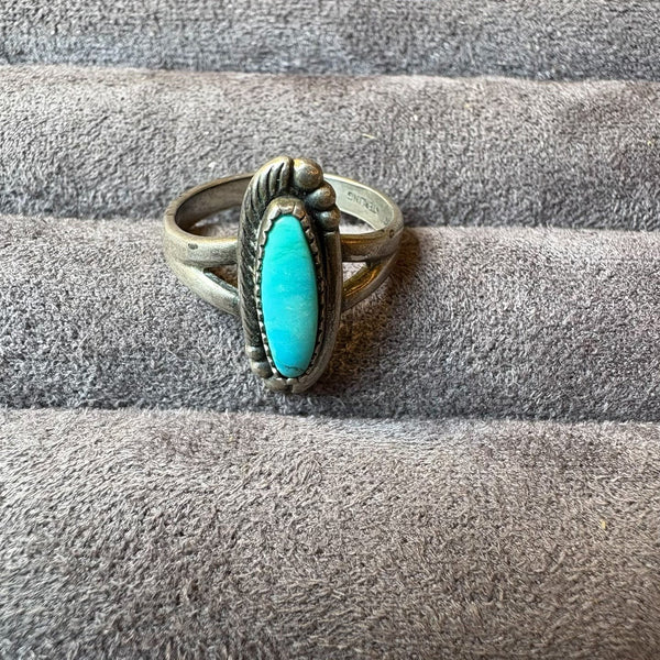 Vintage Long Oval Turquoise Ring