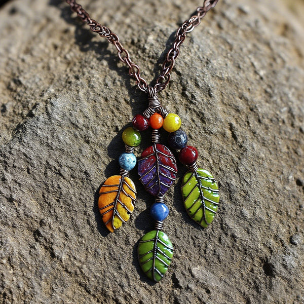 Handcrafted Boho Leaf Pendant Necklace