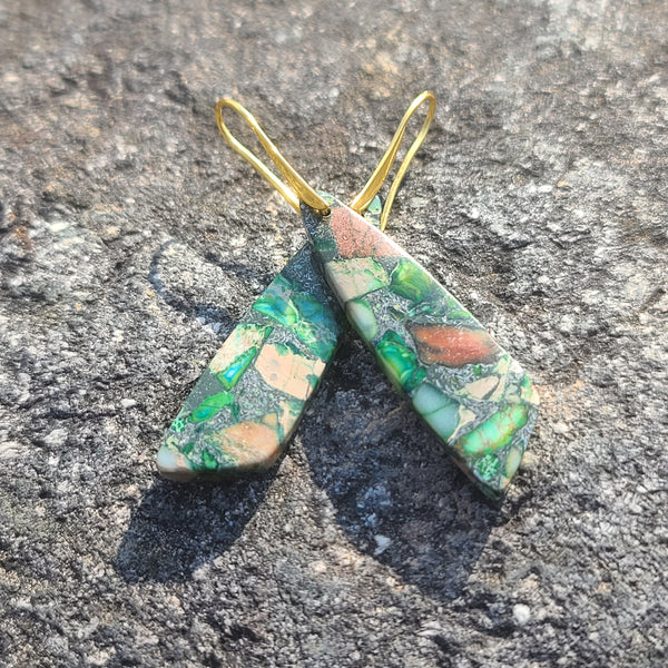 Handmade Jungle Green Mosaic Resin Earrings