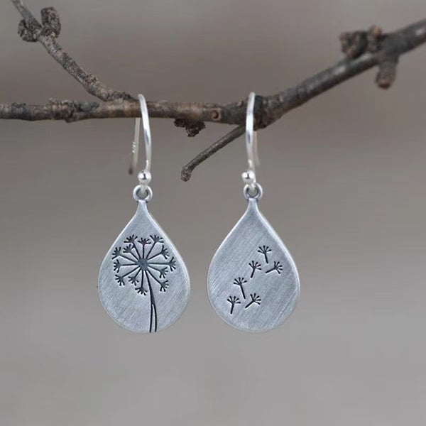 925 silver carved dandelion earrings for women gift