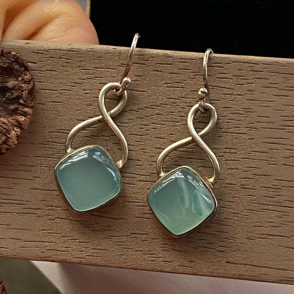 Natural Chalcedony 925 Silver Women's Earrings Gift