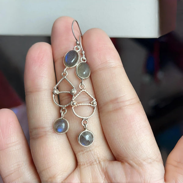 Bohemian Labradorite Pendant Earrings for Women Gift