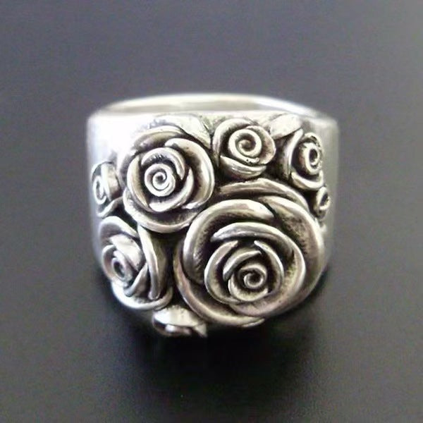 Vintage - Style Sterling Silver Rose Cluster Ring