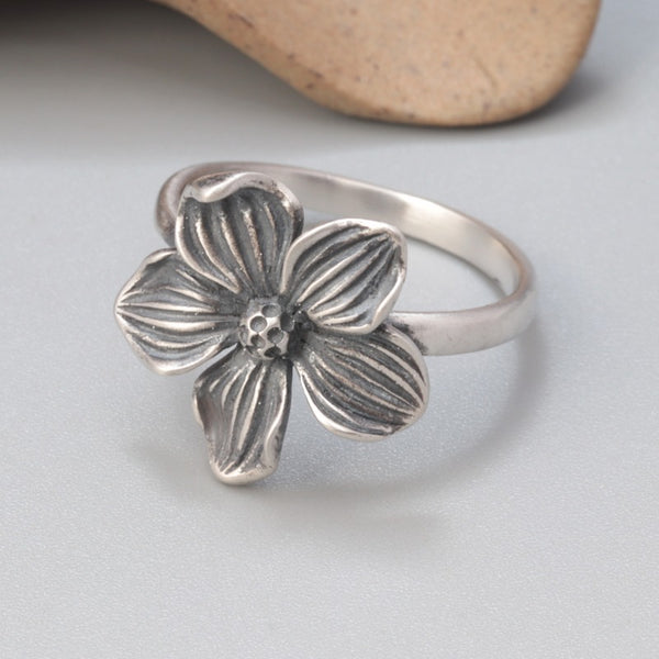 Handmade Silver Dogwood Flower Ring
