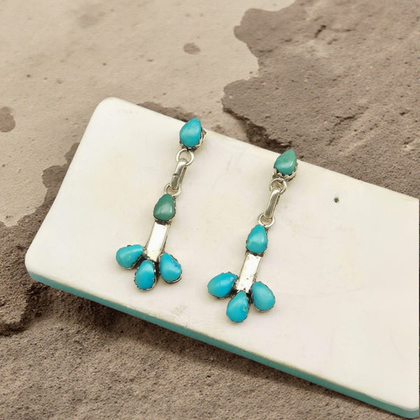 Turquoise 925 Silver Pendant Women's Earrings