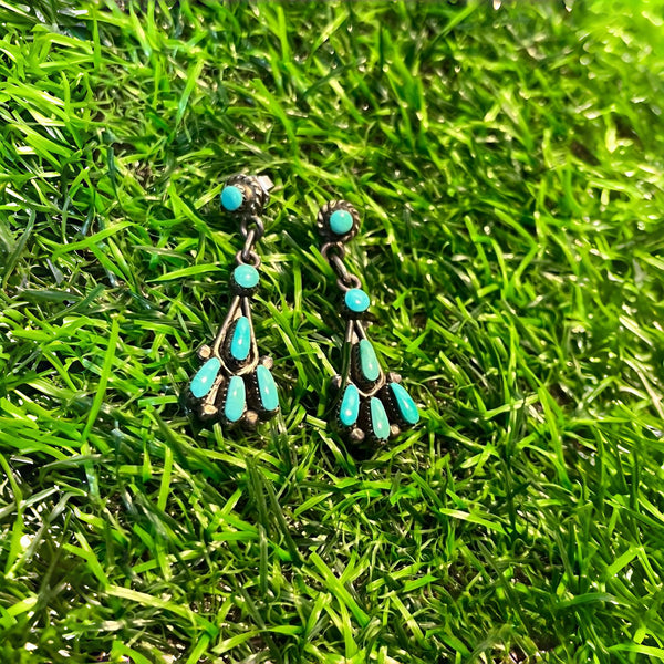 925 silver turquoise pendant women's earrings