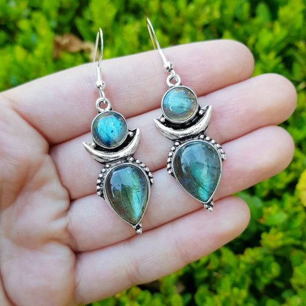 Handmade Labradorite 925 Silver Women's Exquisite Earrings