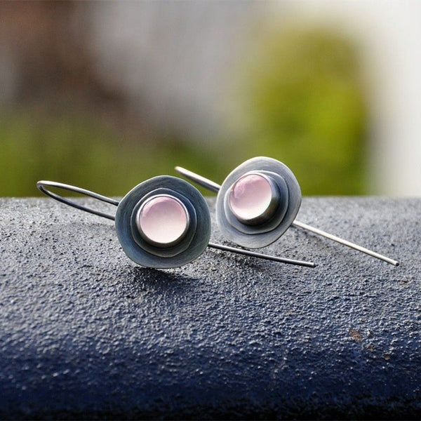 925 silver earrings with rose quartz