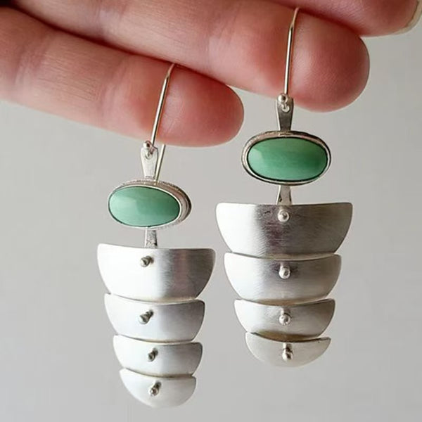 925 silver geometric inlaid turquoise women's earrings