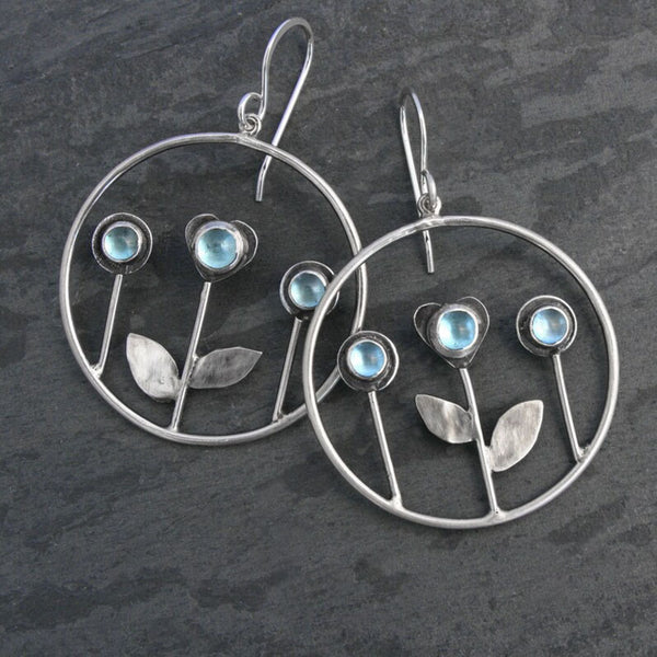 Blue Cat's Eye Pendant Earrings for Women