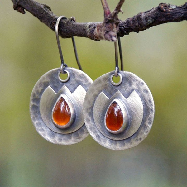 925 silver inlaid ruby vintage pendant earrings