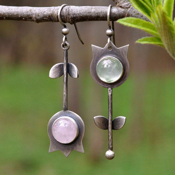 Irregular Gemstone Drop Earrings