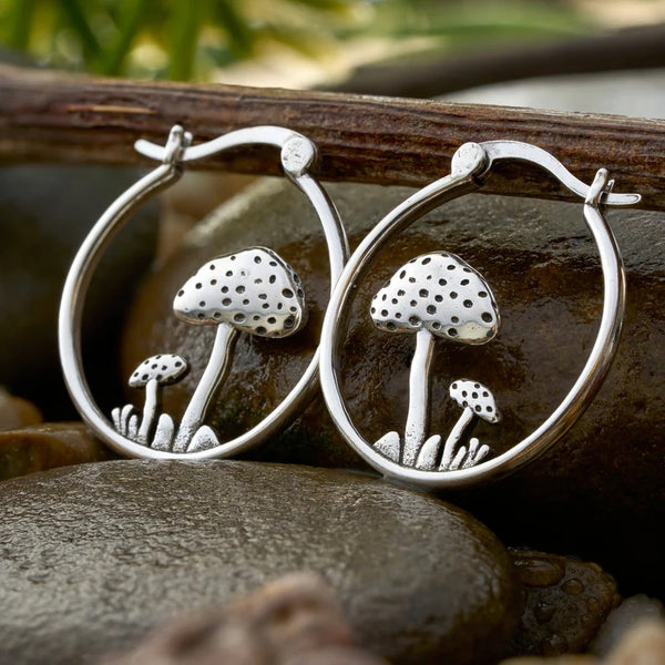 Bohemian Carved Mushroom Drop Earrings