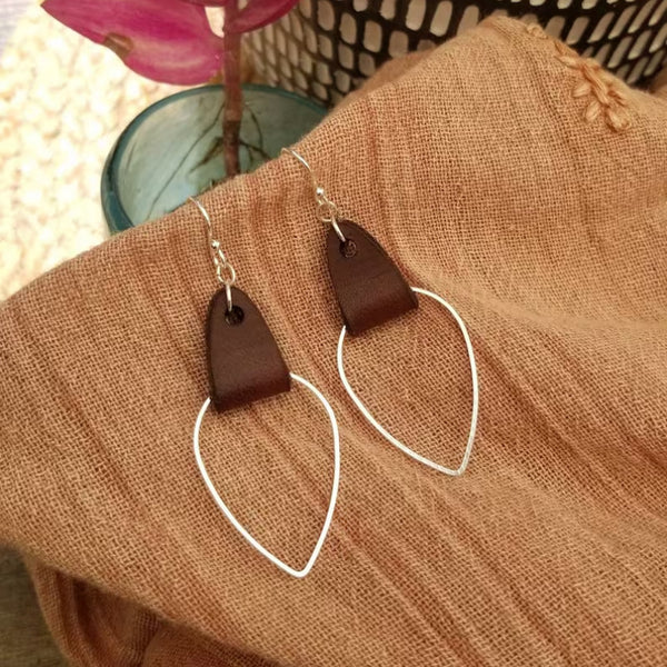 Handmade leather women's earrings