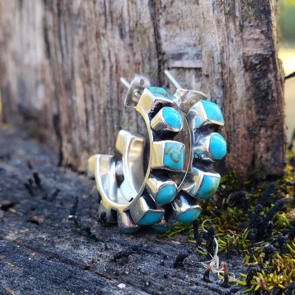 Handmade inlaid turquoise earrings