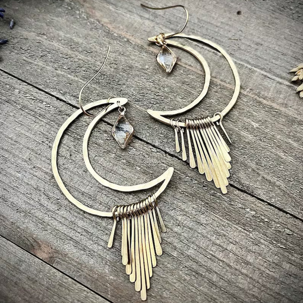 Moon crystal pendant earrings for women