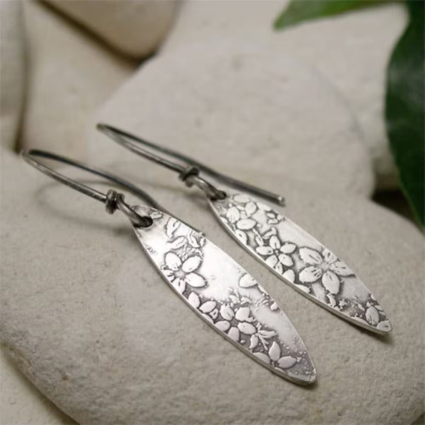 Handmade carved flower earrings for women