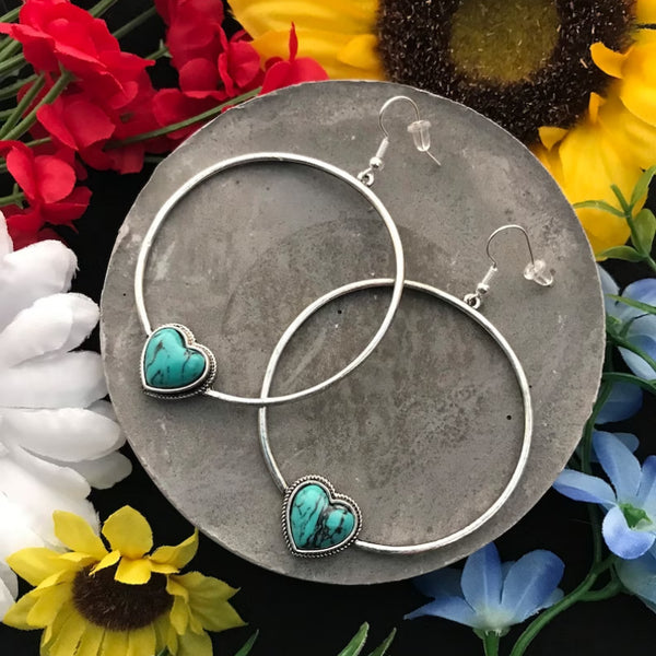 Bohemian Heart Turquoise Women's Earrings