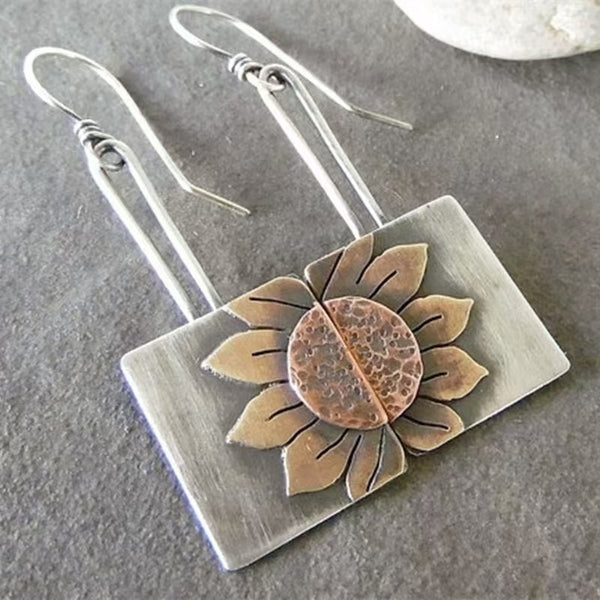 925 silver distressed engraved sunflower earrings for women gift