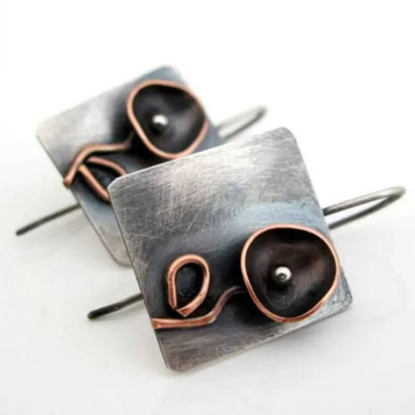 Handcrafted Square Flower Earrings