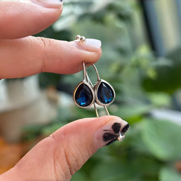 Handcrafted 925 silver sapphire earrings