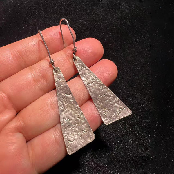 Handcrafted 925 silver hammered earrings for women