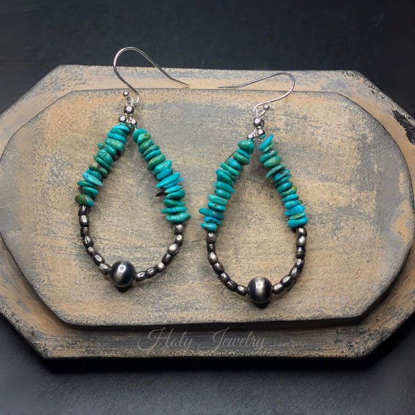 Indian Irregular Turquoise Drop Earrings