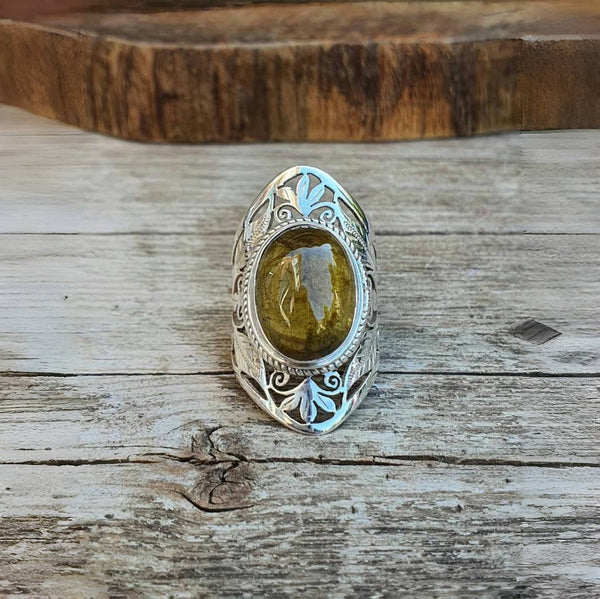 Handmade Silver Ring with Oval Gemstone