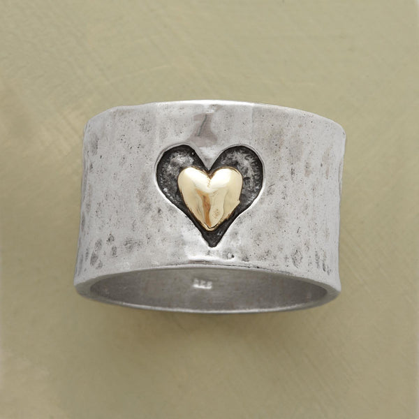 Handmade Sterling Silver & Gold Heart Ring - Artisan Crafted Jewelry for Women