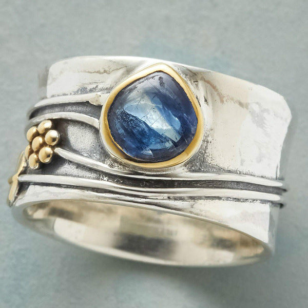 Handmade Sterling Silver & Gold Blue Sapphire Ring