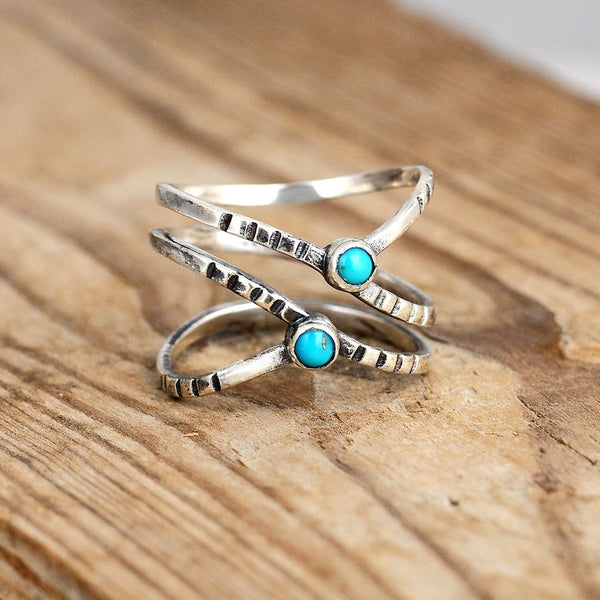Handmade Turquoise Sterling Silver Ring, Boho American Style Jewelry