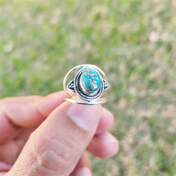 Handmade Turquoise Ring | Boho Sterling Silver Jewelry for Women, Artisan Crafted Vintage Style