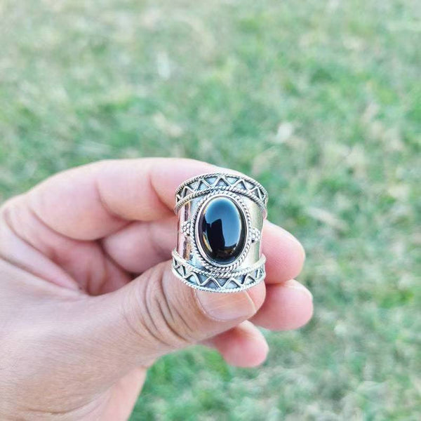Handmade Silver Ring with Black Onyx Stone - Artisan Crafted Jewelry for Women
