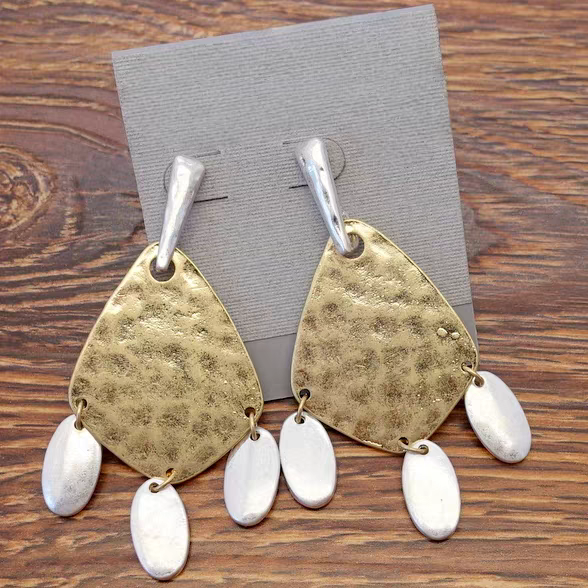 Handmade Hammered Metal Statement Earrings with Dangles - Boho Chic Jewelry for Women