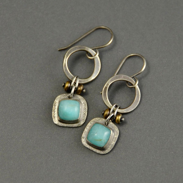 Handmade Turquoise Sterling Silver Earrings - Artisan Crafted Dangle Earrings for Women