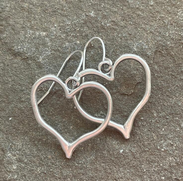 Handmade Sterling Silver Heart Earrings for Women