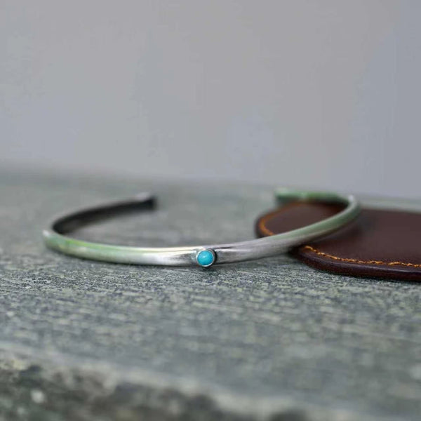 Handmade Kingman Turquoise Sterling Silver Adjustable Cuff Bracelet