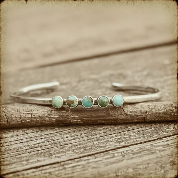 Handmade Adjustable Vintage Women's Cuff Bracelet with Kingman Turquoise
