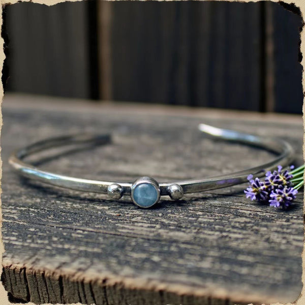 Handmade Vintage Adjustable Moonstone Bangle for Women, Artisan Crafted Retro Bracelet