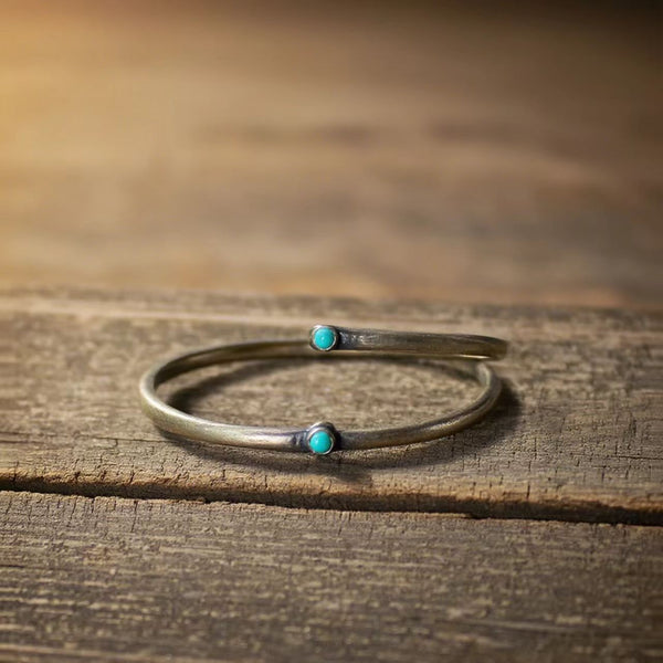 Handmade Adjustable Vintage Women's Bracelet with Kingman Turquoise
