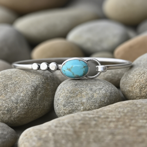 Handmade Adjustable Vintage Women's Bracelet with Kingman Turquoise