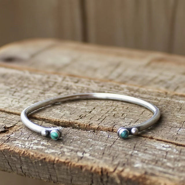 Handmade Vintage Adjustable Women's Bracelet with Kingman Turquoise