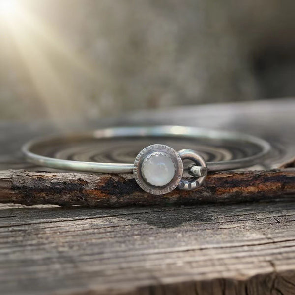 Handmade Vintage Adjustable Moonstone Bangle for Women