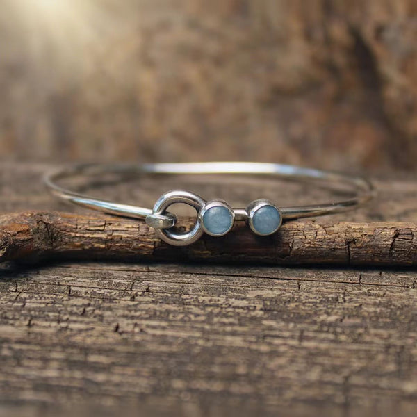 Handmade Adjustable Vintage Women's Bracelet with Aquamarine Gemstones